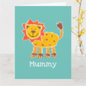 パーソナライズされたかわいいライオンの母の日カード カード (黄色い花)