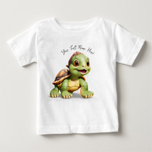 パーソナライズされたかわいい亀 ベビーTシャツ (正面)