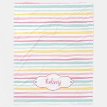 パーソナライズされたかわいい女の子カラフルのストライプ毛布