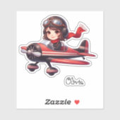 パーソナライズされたかわいい女飛んでいるの子ガーリー機 シール (シート)