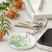 パーソナライズされたかわいい楽しいヴィンテージカモミールフラワーズ キーホルダー (正面右)