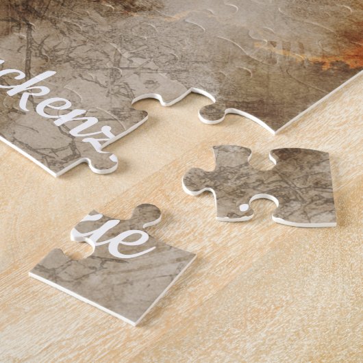 パーソナライズされたかわいい水彩キツネアート ジグソーパズル (側面)