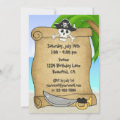 パーソナライズされたかわいい海賊ボーイビーチ誕生日 招待状 (裏面)