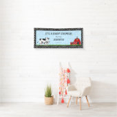 パーソナライズされたかわいい牛白黒赤ちゃんシャワー 横断幕 (インサイチュ)