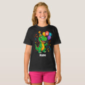 パーソナライズされたかわいい誕生日ディノ Tシャツ (正面フル)