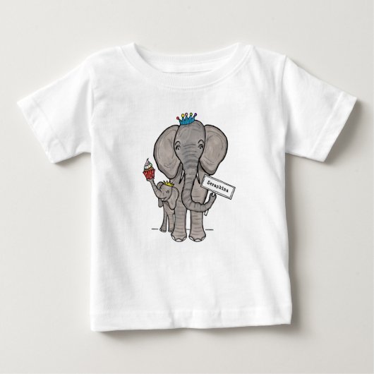 パーソナライズされたかわいい象とベビー ベビーTシャツ (正面)