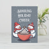 パーソナライズされたかわいい雪だるまのフラットホリデーカード シーズンカード (スタンド正面)