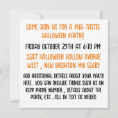 パーソナライズされたかわいい面白いハロウィーンパグ子犬のお菓子 招待状 (裏面)