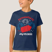 パーソナライズされたかわいい7月4日Fireworks Tシャツ (正面)