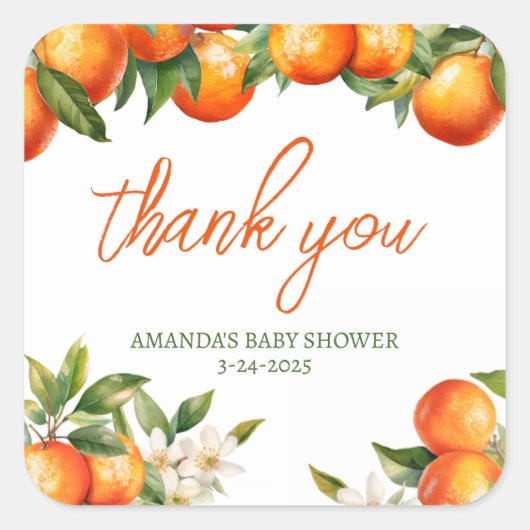 パーソナライズされたかわいこちゃんありがとう スクエアシール (正面)