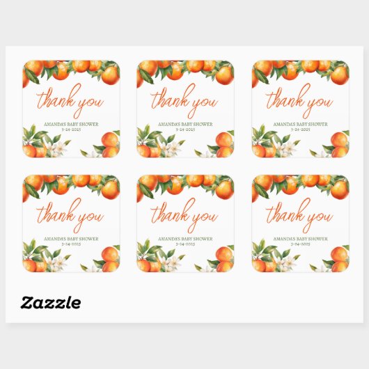 パーソナライズされたかわいこちゃんありがとう スクエアシール (シート)