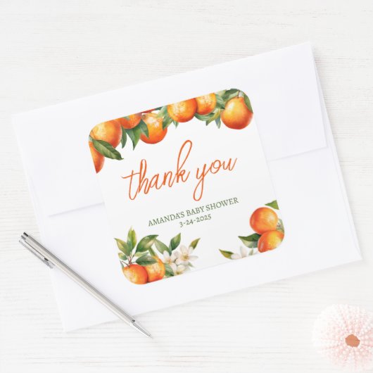 パーソナライズされたかわいこちゃんありがとう スクエアシール (封筒)