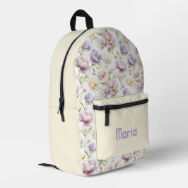 パーソナライズされたかわいらしカラフルモダンガーリーフローラ プリントバックパック