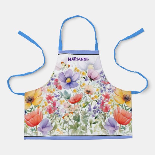 パーソナライズされたかわいらしカラフル夏の花 エプロン (正面)