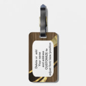 パーソナライズされたかわいらしフェイクオーク材 ラゲッジタグ (裏面縦)