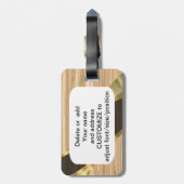 パーソナライズされたかわいらしフェイク薄茶色のオーク材 ラゲッジタグ (裏面縦)