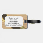 パーソナライズされたかわいらしフェイク薄茶色のオーク材 ラゲッジタグ (裏面横)