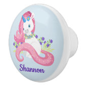 パーソナライズされたかわいらしユニコーンピンクパープルチャイルドルーム セラミックノブ (右)