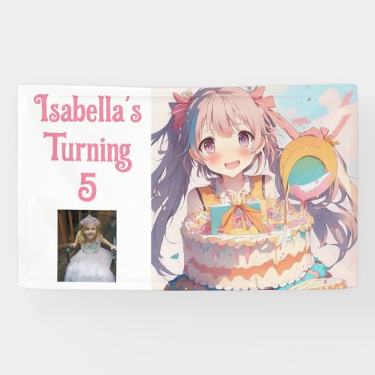 パーソナライズされたかわいらし女の子 横断幕 (横)