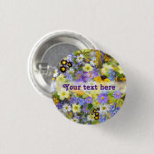 パーソナライズされたかわいらし春の花 缶バッジ (正面&裏面)