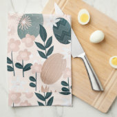 パーソナライズされたかわいらし植物復活卵パターン キッチンタオル (四つ折り)