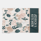 パーソナライズされたかわいらし植物復活卵パターン キッチンタオル (横)