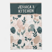 パーソナライズされたかわいらし植物復活卵パターン キッチンタオル (縦)