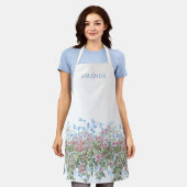 パーソナライズされたかわいらし水彩野縁ど花 エプロン (着用した状態)
