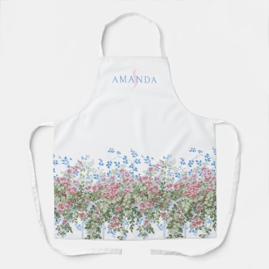 パーソナライズされたかわいらし水彩野縁ど花 エプロン (正面)