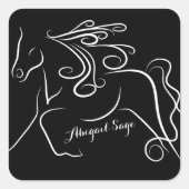 パーソナライズされたかわいらし白黒 スクエアシール (正面)