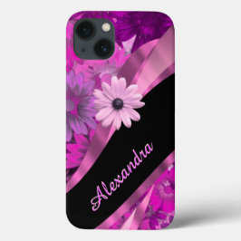 パーソナライズされたかわいらし頭花柄 iPhone 13ケース