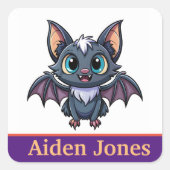 パーソナライズされたこうもりカラフル スクエアシール (正面)