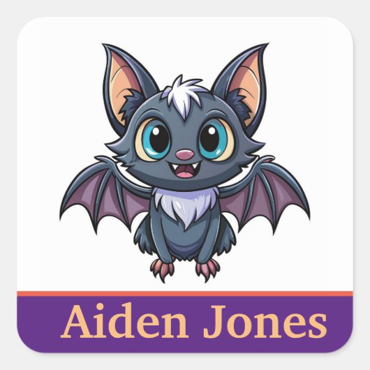 パーソナライズされたこうもりカラフル スクエアシール (正面)