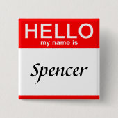 パーソナライズされたこんにちは赤いボタンピン 缶バッジ (正面)