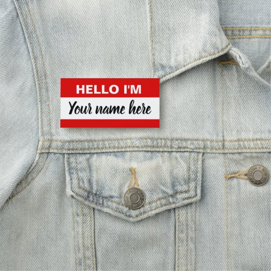 パーソナライズされたこんにちは赤 名札 (インサイチュ)