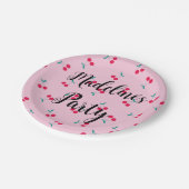 パーソナライズされたさくらんぼさくらんぼパターンピンクパーティー ペーパープレート (アングル)