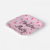 パーソナライズされたさくらんぼさくらんぼパターンピンクパーティー ペーパープレート (傾斜あり)