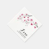 パーソナライズされたさくらんぼの花の結婚水色 スタンダードカクテルナプキン (角)