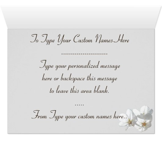 パーソナライズされたさくらんぼブロッサム結婚カード (内部横(下))