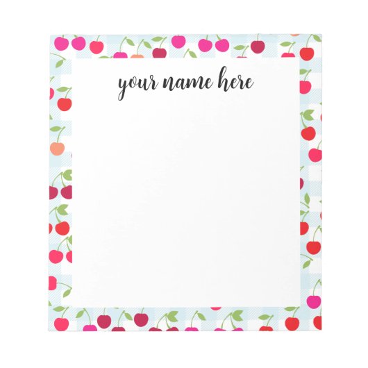 パーソナライズされたさくらんぼメモ帳 ノートパッド (正面)