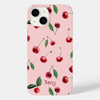 パーソナライズされたさくらんぼ電話ケース、ピンク Case-Mate iPhone 14ケース