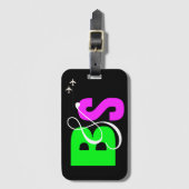 パーソナライズされたさんミセス・ネオンイニシャル ラゲッジタグ (正面縦)