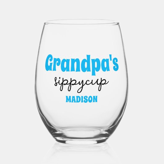 パーソナライズされたじいちゃんのシッピーカップ ステムなしワイングラス (正面)