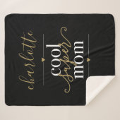 パーソナライズされたすごいクール母ブラックと金ゴールド シェルパブランケット (正面(横))