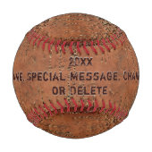 パーソナライズされたすごい素朴カッコいい野球ボール 野球ボール (裏面)