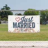 パーソナライズされたたった今結婚しましたカーバナー 横断幕 (インサイチュ)