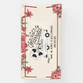 パーソナライズされたたった今結婚しましたカーバナー 横断幕 (縦)