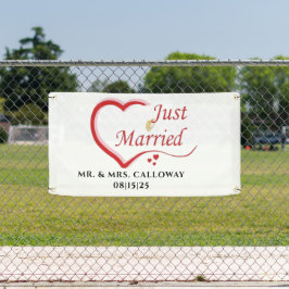 パーソナライズされたたった今結婚しましたカーバナー 横断幕