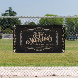 パーソナライズされたたった今結婚しましたカーバナー 横断幕