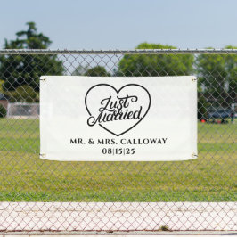 パーソナライズされたたった今結婚しましたカーバナー 横断幕